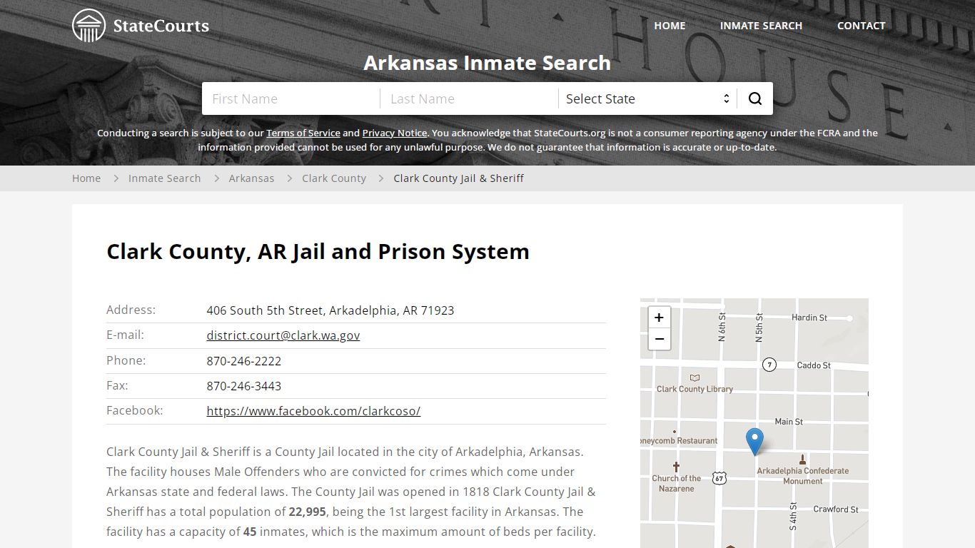 Clark County Jail & Sheriff Inmate Records Search, Arkansas - StateCourts